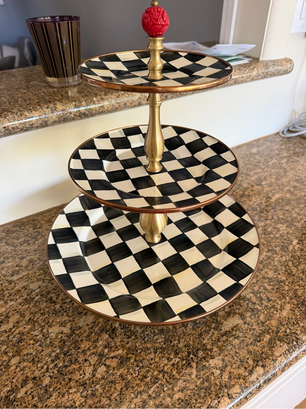 MacKenzie-Childs Courtly Check 3 Tier Sweet Stand